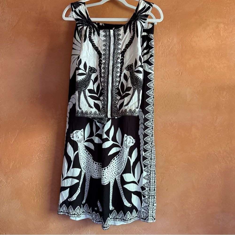 Rose + Olive NWT Sample Set Tank & Wide Leg Pants Woodblock Cat Print Boho